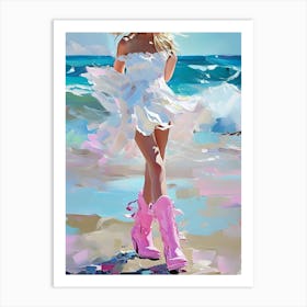 Pink Boots On The Beach 1 Art Print