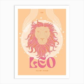 Orange Zodiac Leo Art Print