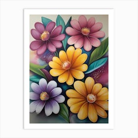 Beautiful Vintage Flower Painting Art Print