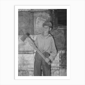 Boy Living In Mays Avenue Camp With Homemade Ax, Oklahoma City, Oklahoma, Refer To General Caption Art Print