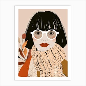 Illustration Of A Woman Wearing Glasses Art Print