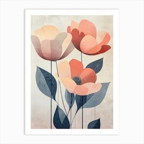 Three Flowers Canvas Print Art Print