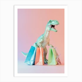 Pastel Toy Dinosaur With Shopping Bags 2 Art Print