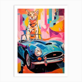 Shelby Cobra Vintage Car With A Cat, Matisse Style Painting Art Print