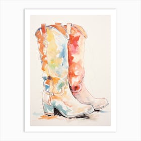 Colorful Western Boots Art Print