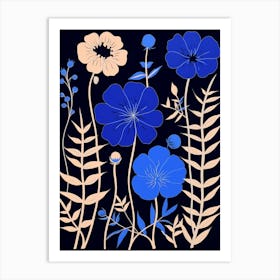 Blue Flower Illustration Love In A Mist Nigella 4 Art Print
