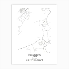 Bruggen,Germany Minimalist Map Art Print