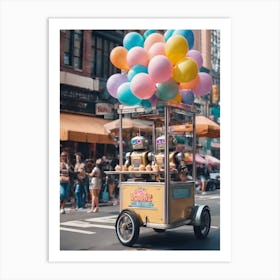 Retro Robot Balloon Cart In New York City Art Print