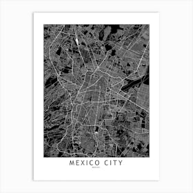 Mexico City Black And White Map Art Print