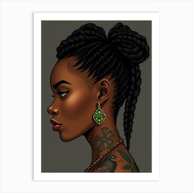 Black Girl With Tattoos Art Print