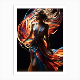 Woman In A Colorful Dress 5 Art Print