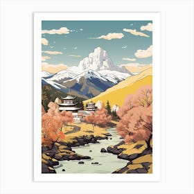 Bhutan 4 Travel Illustration Art Print