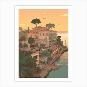 Luanda Angola Travel Illustration 4 Art Print