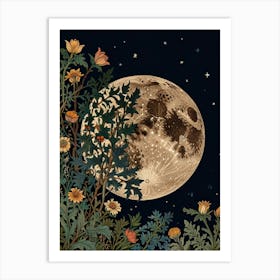 Moon And Flowers Style William Morris 19 Art Print