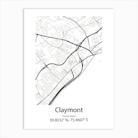 Claymont,United States Minimalist Map 1 Art Print