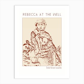 Line Art Minimalist – Rebecca At The Well – Émile Vernet Lecomte – Classic Painting 1 Art Print