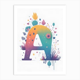 Colorful Letter A Illustration 72 Art Print