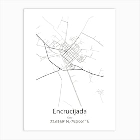 Encrucijada,Cuba Minimalist Map Art Print