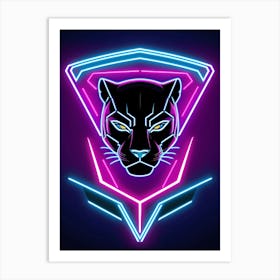 Neon Black Panther Logo Art Print