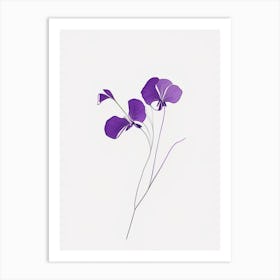 Violets Floral Minimal Line Drawing 1 Flower Art Print