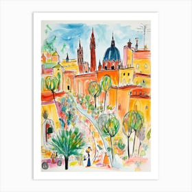 Mexico, Dreamy Storybook Illustration 1 Art Print