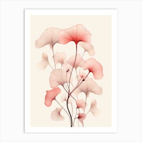 Pink Ginkgo Leaves Art Print