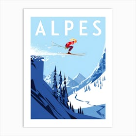 Alpes Skier Art Print