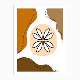 Abstract Boho Bohemian Flower Beige Brown Art Print