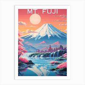 Colourful Japan travel poster Mt Fuji Art Print