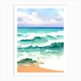 Noosa Main Beach, Australia Watercolour Art Print