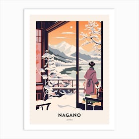 Vintage Winter Travel Poster Nagano Japan 1 Art Print