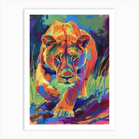 Transvaal Lion Lioness On The Prowl Fauvist Painting 3 Art Print