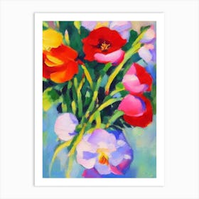 Eustoma Floral Abstract Block Colour 2 Flower Art Print
