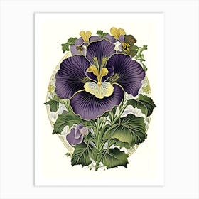 Pansy Floral 1 Botanical Vintage Poster Flower Art Print