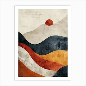 Sunset mountains minimal art Art Print