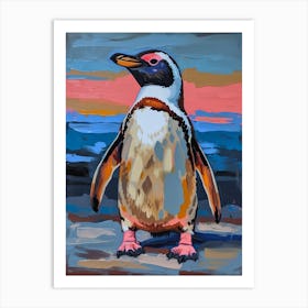 Galapagos Penguin Half Moon Island Colour Block Painting 3 Art Print