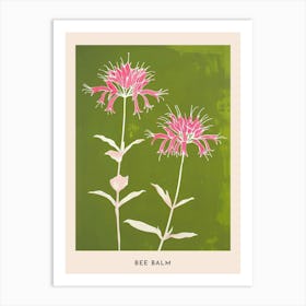 Pink & Green Bee Balm 1 Flower Poster Art Print