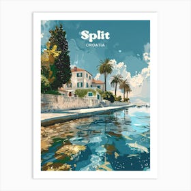 Split Croatia Adriatic Sea Travel Illustration Art Print