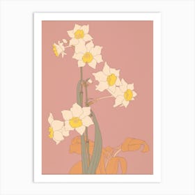 Narcissi Flower Big Bold Illustration 4 Art Print