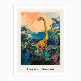 Dinosaur In A Tropical Landscape Painting 1 Poster Art Print