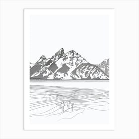 Grand Teton Usa Line Drawing 6 Art Print