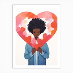 Person With Afro Hair Style Holding A Heart Art Print