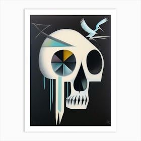 Skull With Bird Motifs 1 Black And White Paul Klee Art Print