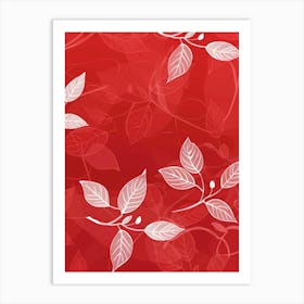 Red Leaves On A Red Background Art Print