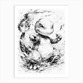 Charmander Black And White Art Print