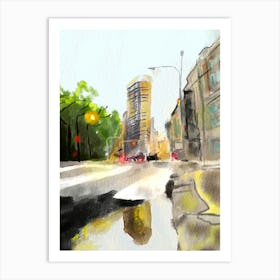 Cityscape Watercolor Painting Art Print