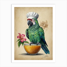 Chef Parrot Art Print