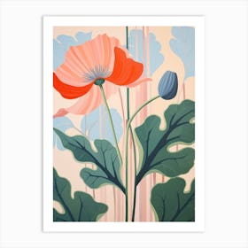 Poppy 2 Hilma Af Klint Inspired Pastel Flower Painting Art Print