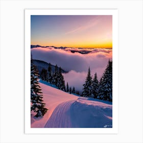 Stowe, Usa Sunrise Skiing Poster Art Print