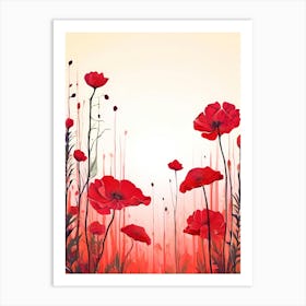 Red Poppies Background Art Print